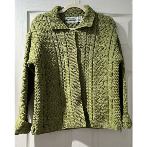 Aran Crafts Green Cable Knit Cardigan - Picture 1 of 7